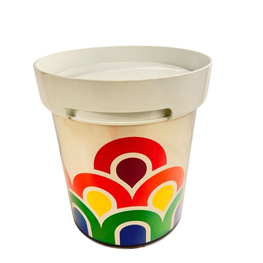 Vintage Thermo-Serv Insulated Ice Bucket Rainbow Retro 70s 80s Dopamine Decor - Picture 3 of 10